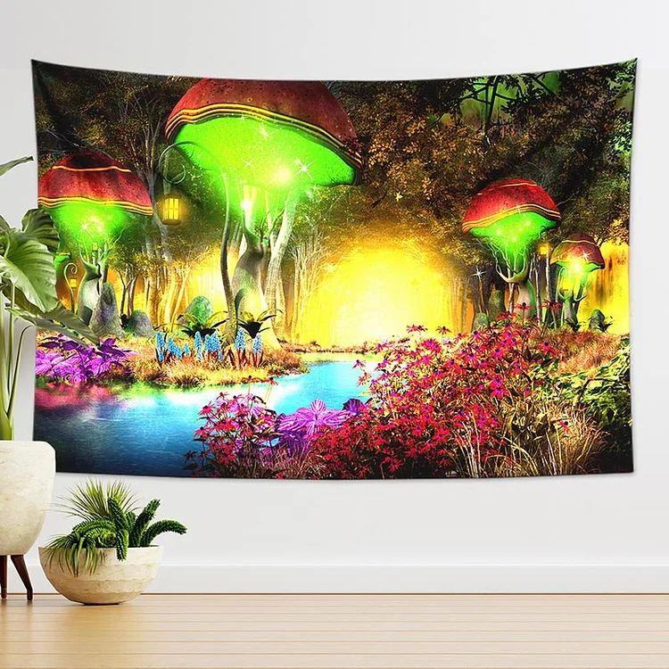 Fantasy Mushroom In The Forest Tapestry Wall Hanging-BlingPainting-Customized Products Make Great Gifts