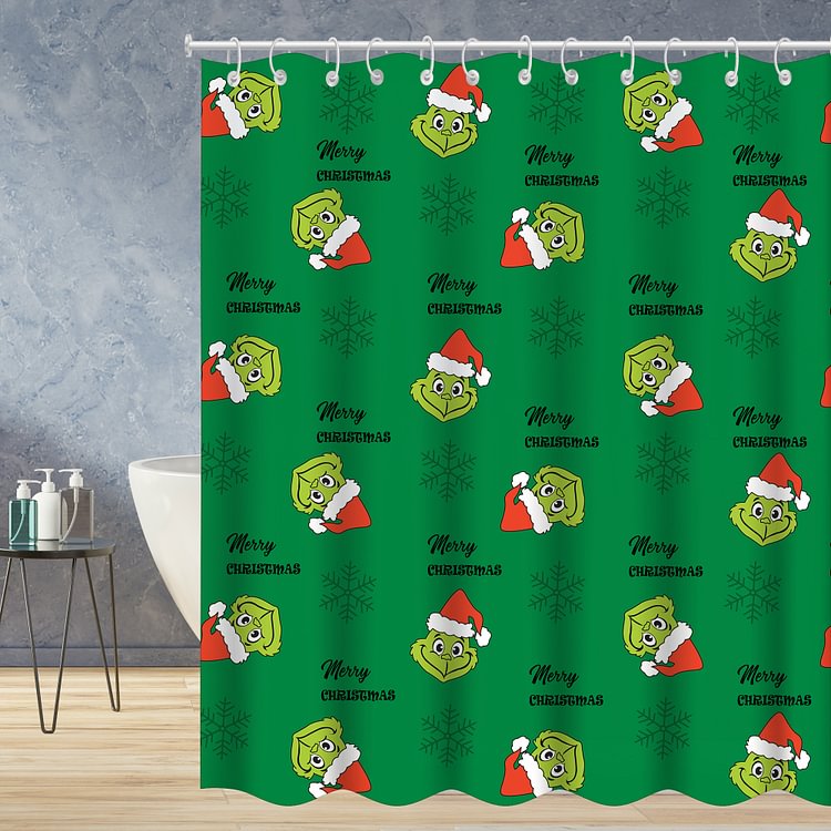 Best Gift 2022 Grinch Waterproof Shower Curtains With 12 Hooks-BlingPainting-Customized Products Make Great Gifts