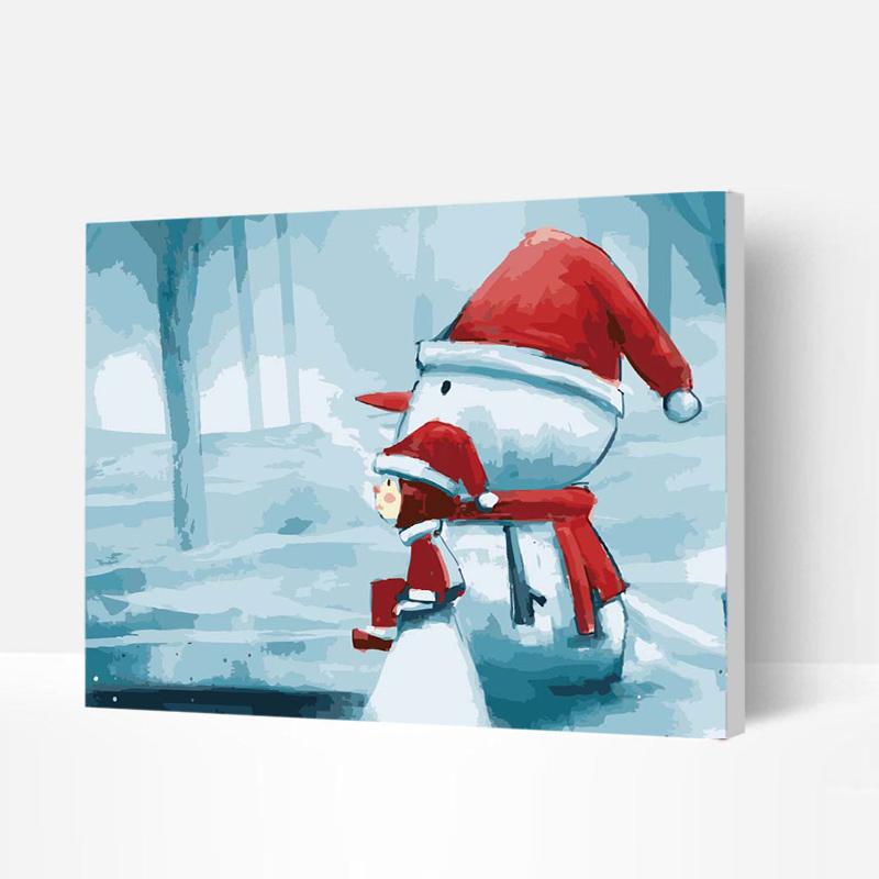 Paint by Numbers Kit for Kids - Christmas Snowman and Girl, Best Gifts-BlingPainting-Customized Products Make Great Gifts
