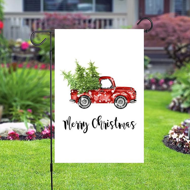 Christmas Red Truck and Tree Garden Flag/House Flag, Best Gifts Decor-BlingPainting-Customized Products Make Great Gifts