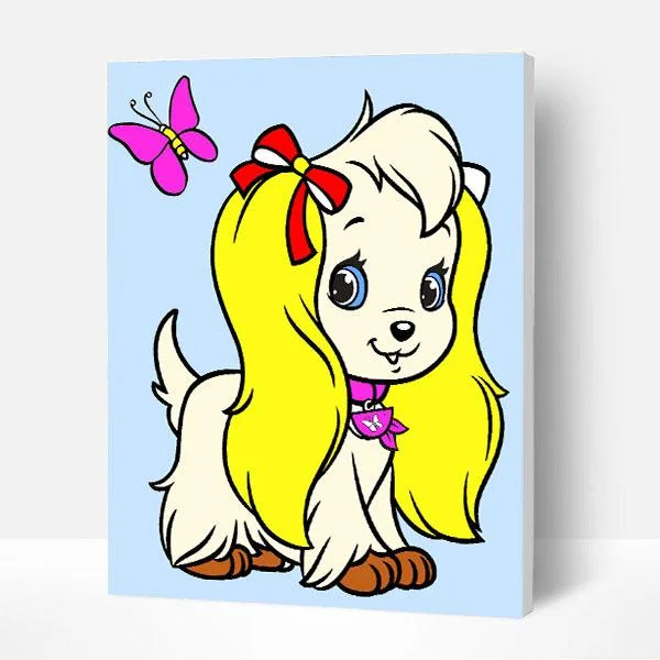 Paint by Numbers Kit for Kids - Butterfly and Puppy - Good Gifts-BlingPainting-Customized Products Make Great Gifts