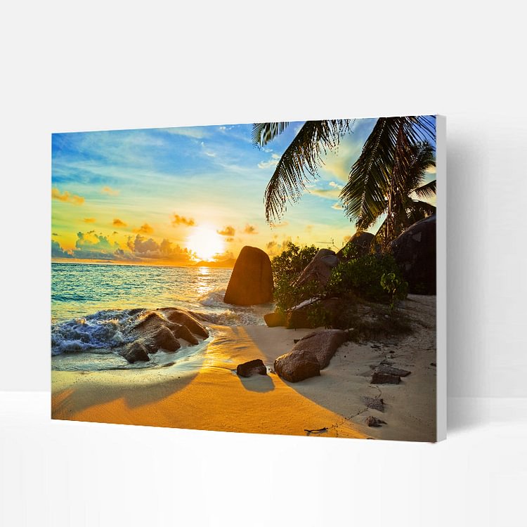 Paint by Numbers Kit - Tropical Beach Sunset-BlingPainting-Customized Products Make Great Gifts