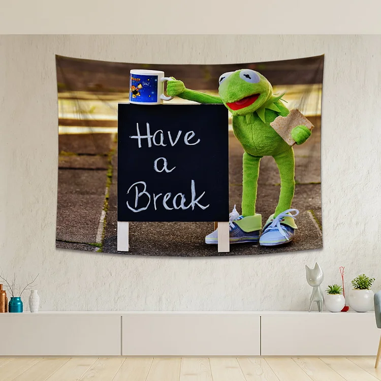 Kermit Frog Having a Break Tapestry Wall Hanging-BlingPainting-Customized Products Make Great Gifts