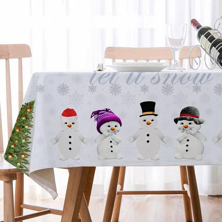Christmas Decor Waterproof Snowman Tablecloth - Best Gifts Decor 2022-BlingPainting-Customized Products Make Great Gifts