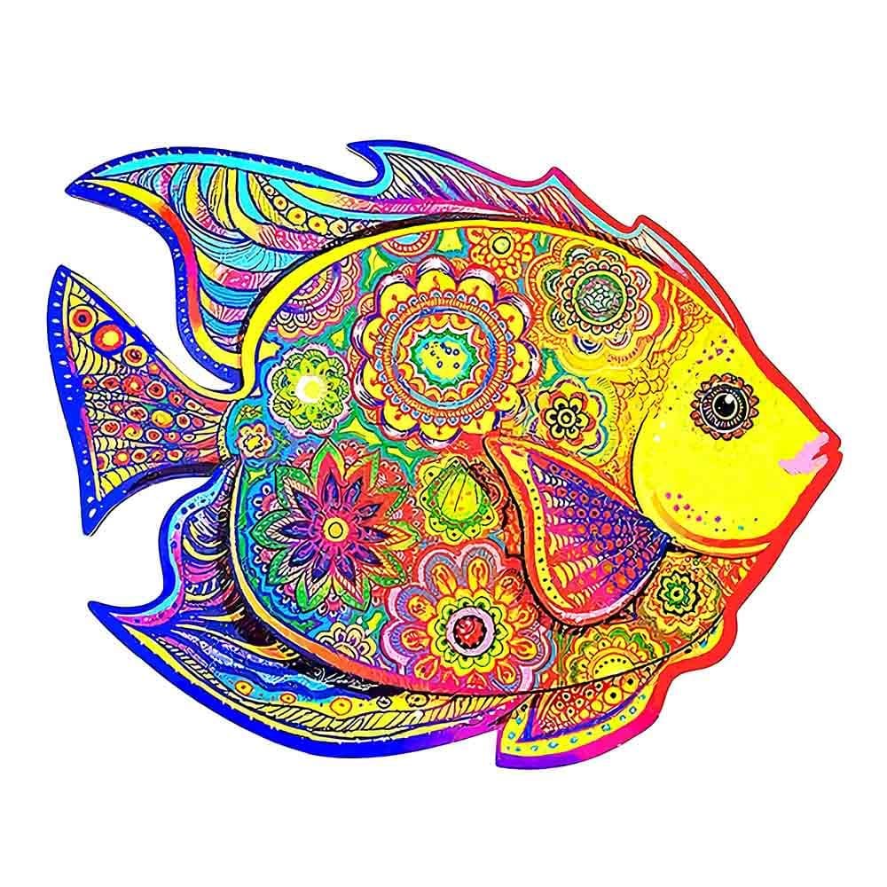 Shining Fish Shape Wooden Irregular Jigsaw Puzzles for Kids & Adults, Best Gift-BlingPainting-Customized Products Make Great Gifts