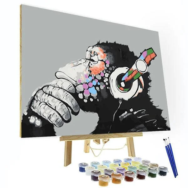 Paint by Numbers Kit - Listening Gorilla, Best Gifts for Kids 2022-BlingPainting-Customized Products Make Great Gifts