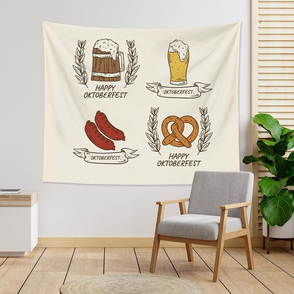 Beer Festival Tapestry Wall Hanging - Beers and Sausages-BlingPainting-Customized Products Make Great Gifts