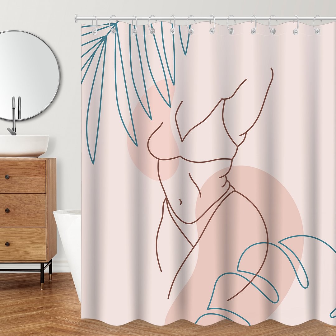 Waterproof Shower Curtains With 12 Hooks - Line Drawing of Body-BlingPainting-Customized Products Make Great Gifts