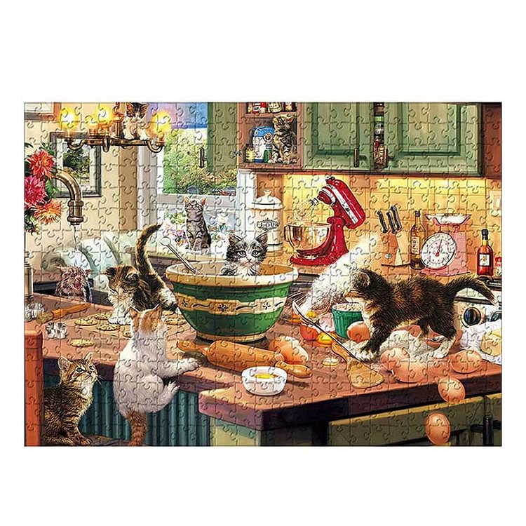 Cats in Kitchen Jigsaw Puzzle For Adults 1000 Pieces - Unique Gifts-BlingPainting-Customized Products Make Great Gifts
