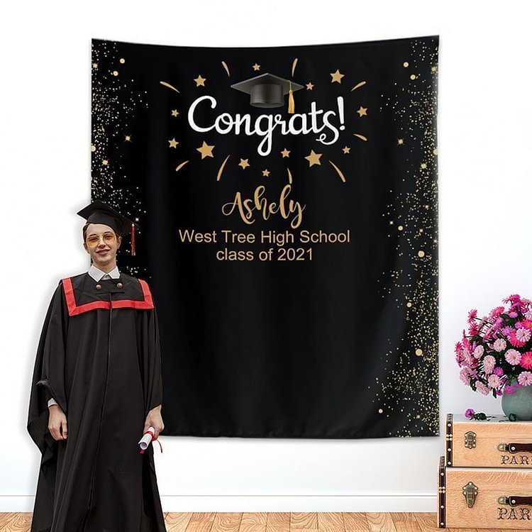 Personalized Graduation Hat Backdrop-BlingPainting-Customized Products Make Great Gifts