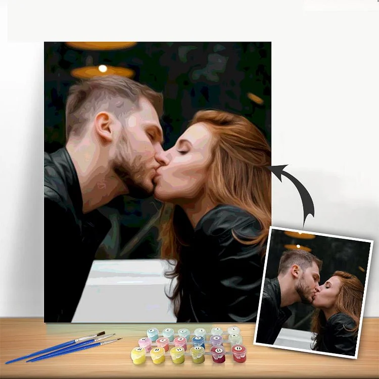 Custom Paint by Numbers Kit – Personalized Oil Portrait Canvas DIY Painting Gift for Lovers