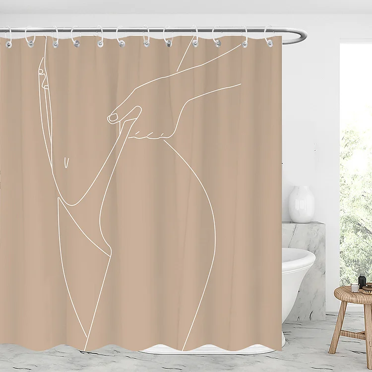 Abstract Line Art A Waterproof Shower Curtains With 12 Hooks-BlingPainting-Customized Products Make Great Gifts