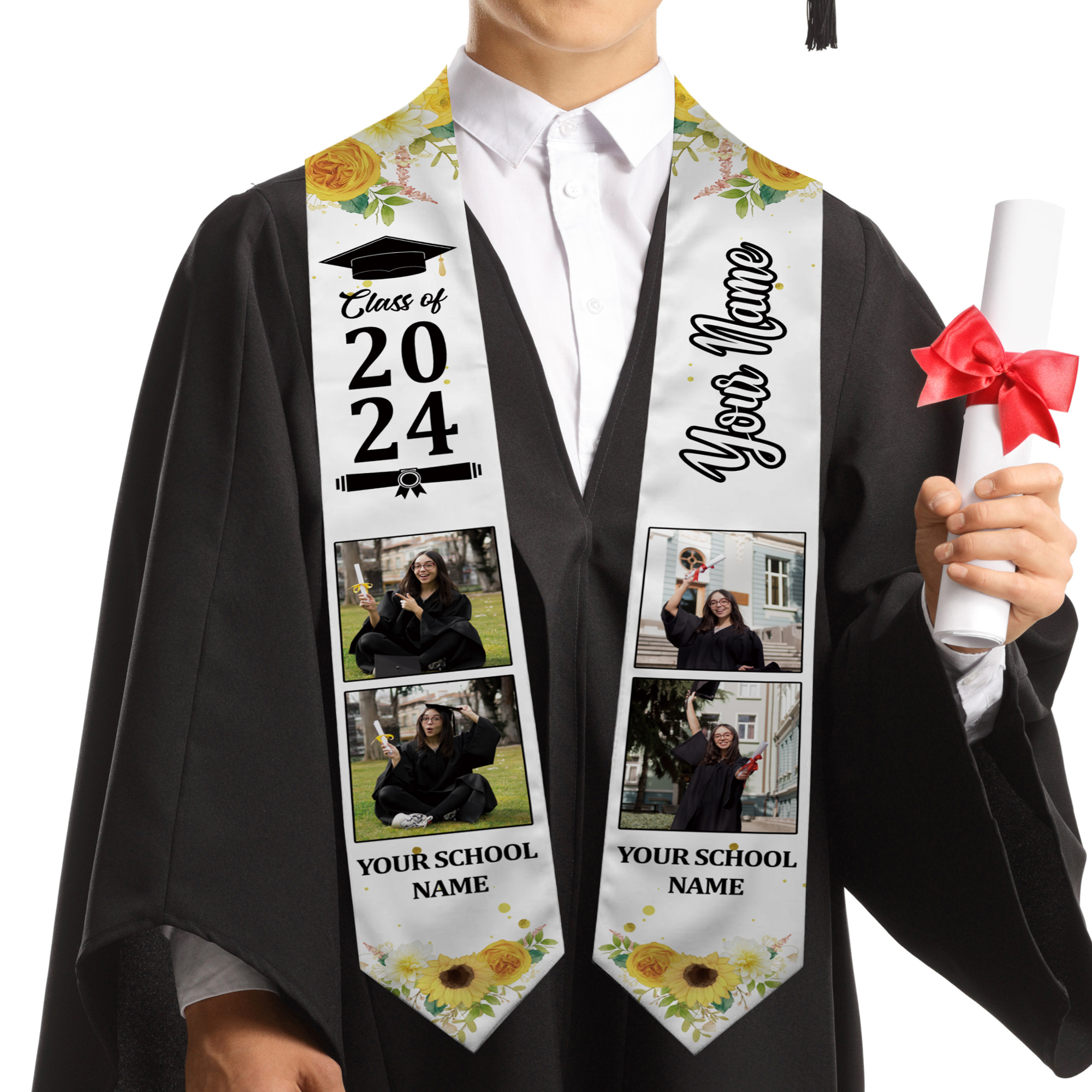 Custom College Graduation Stole, Tailored with High School Memories-BlingPainting-Customized Products Make Great Gifts