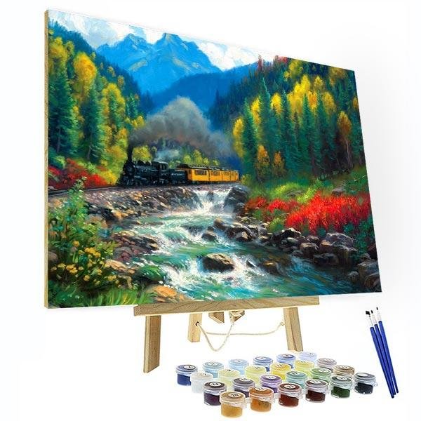 Paint by Numbers Kit - Forest Train-BlingPainting-Customized Products Make Great Gifts