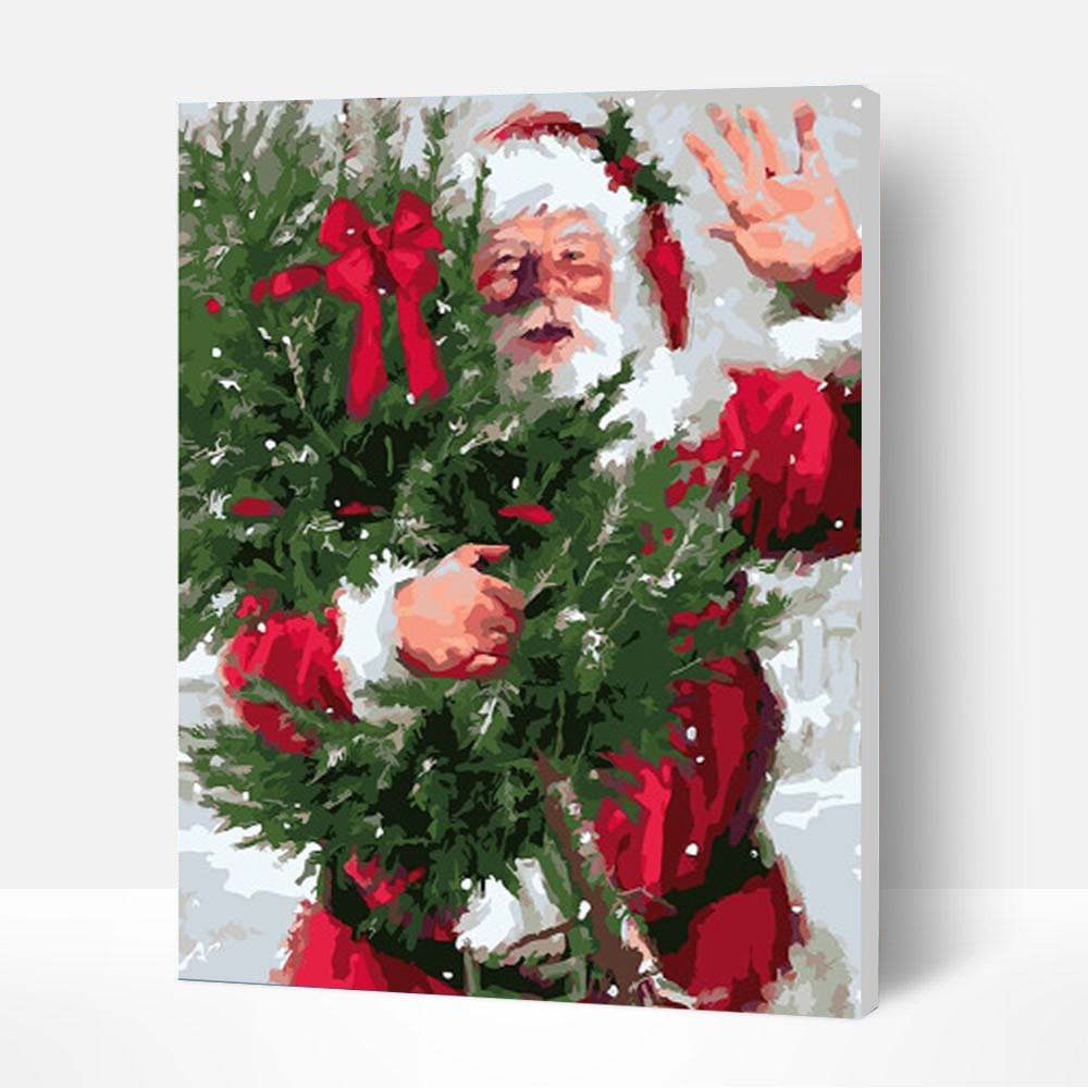 Paint by Numbers Kit - Santa Claus Holding a Tree, Creative Gifts 2021-BlingPainting-Customized Products Make Great Gifts