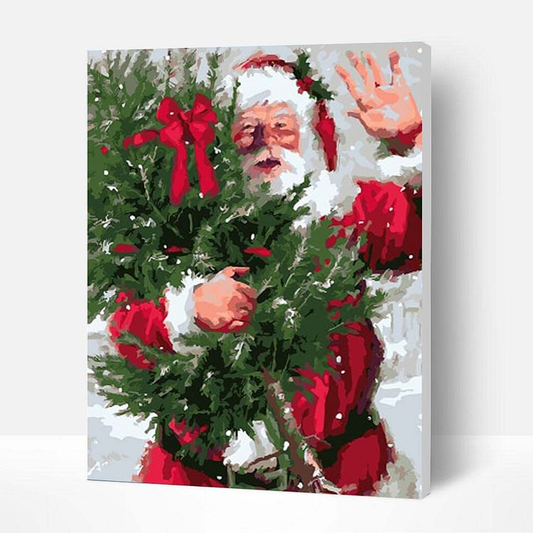 Paint by Numbers Kit - Santa Claus Holding a Tree, Creative Gifts 2022-BlingPainting-Customized Products Make Great Gifts