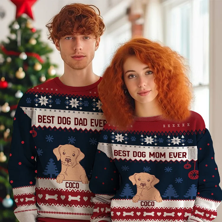 Best Dog Mom Ever - Unisex Long Sleeve Ugly Christmas Sweatshirt - Christmas Gifts For Mom