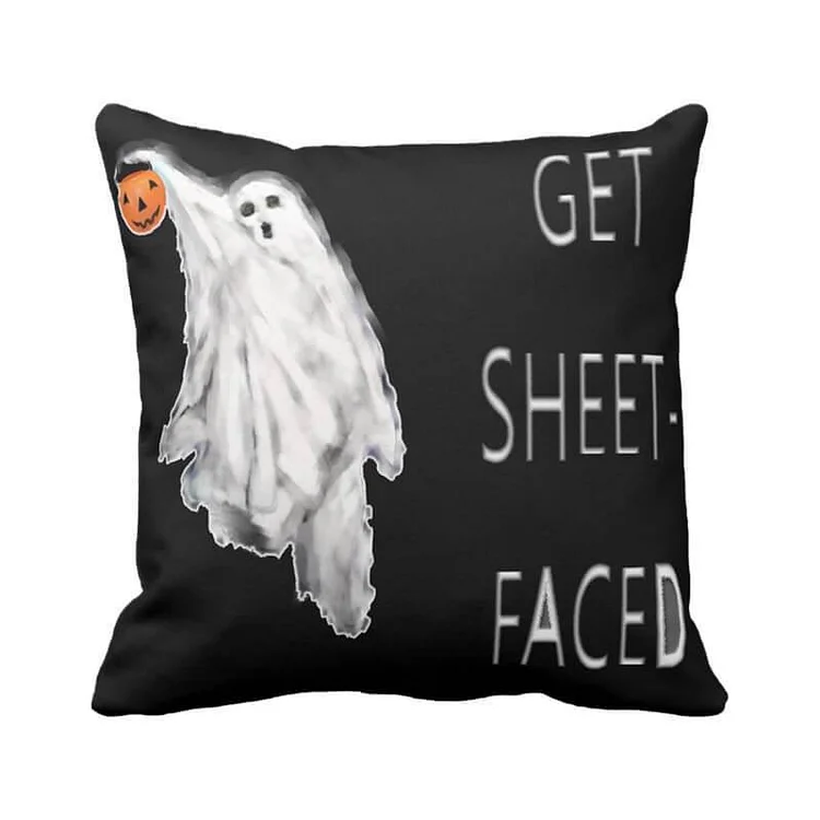 Halloween Decor Linen Ghost Throw Pillow E-BlingPainting-Customized Products Make Great Gifts