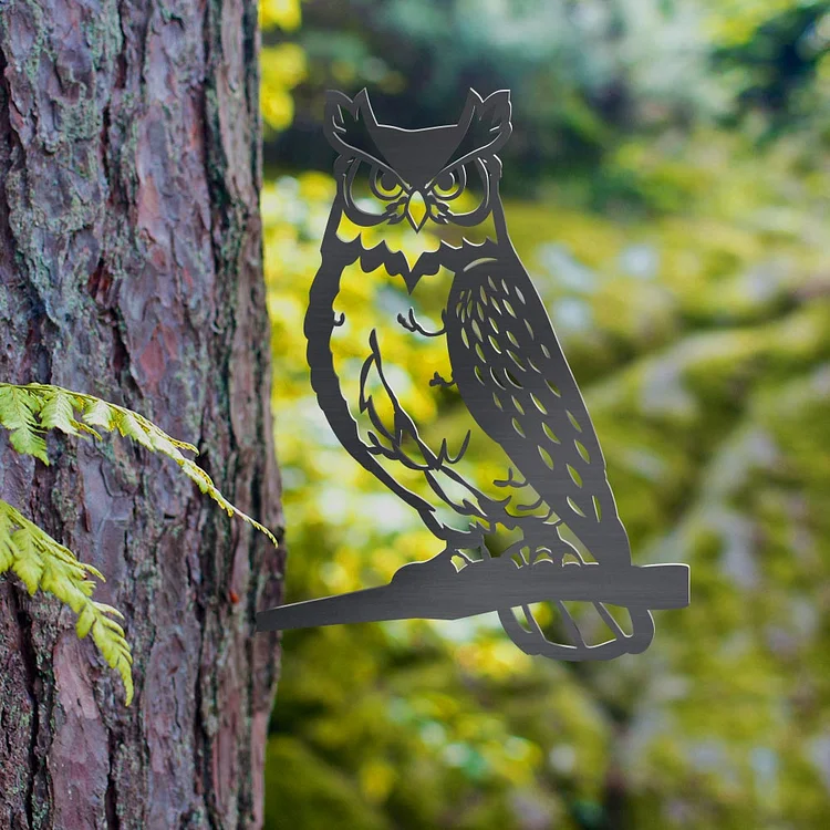 Owl On Branch Metal Tree Art Metal bird-BlingPainting-Customized Products Make Great Gifts