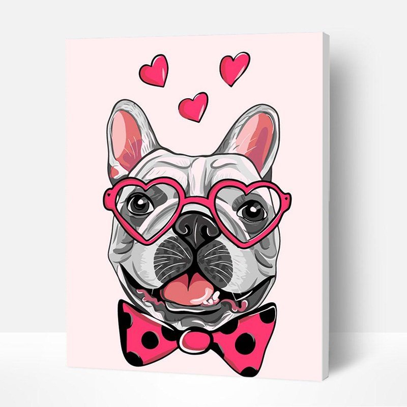 Paint by Numbers Kit for Kids - Adorable Puppy with Pink Heart, Top Presents-BlingPainting-Customized Products Make Great Gifts