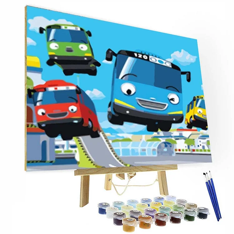Paint by Numbers Kit - Cartoon Bus-BlingPainting-Customized Products Make Great Gifts