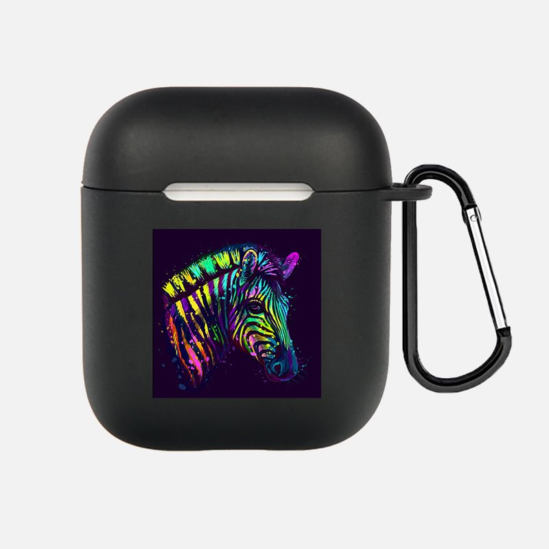 Colorful Zebra AirPods 1&2&Pro Case With Keychain-BlingPainting-Customized Products Make Great Gifts