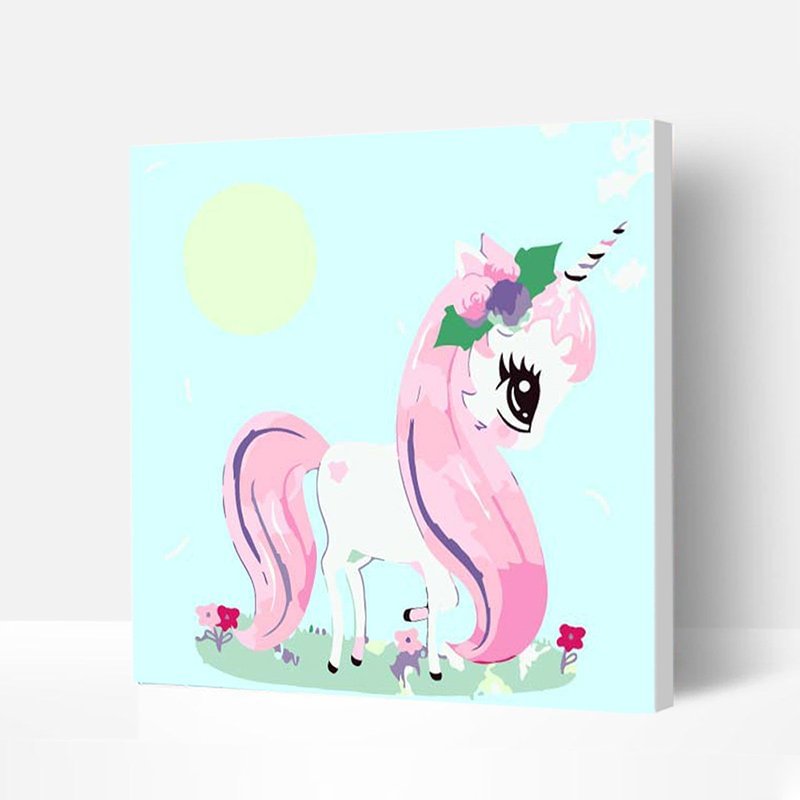 Eco-friendly Non-toxic Painting Wall Art with Painting Kits For Kids and Families - Baby Unicorn, Wooden Framed-BlingPainting-Customized Products Make Great Gifts