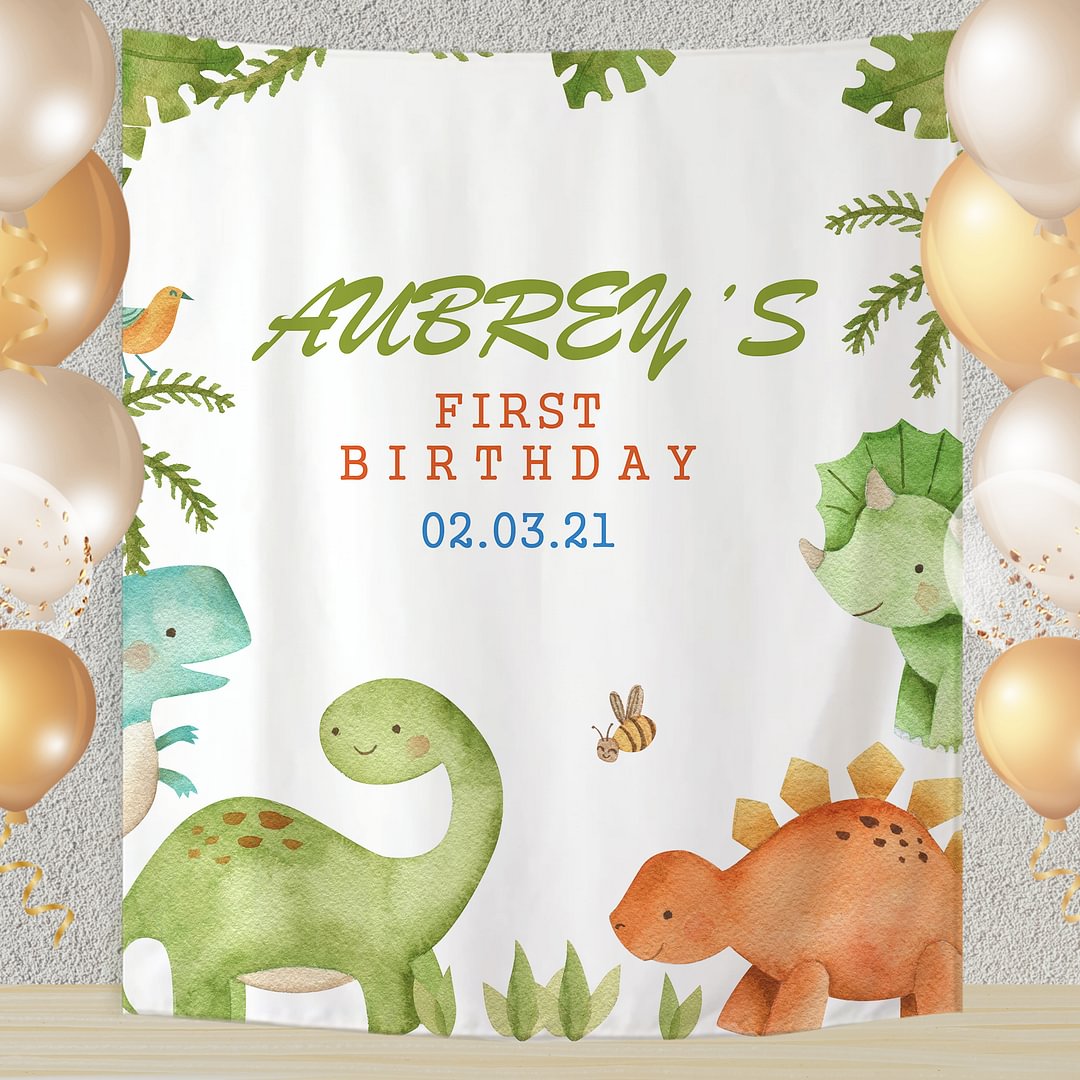 Custom Cute Dinosaur 1st Birthday Baby Backdrop Party Decor-BlingPainting-Customized Products Make Great Gifts