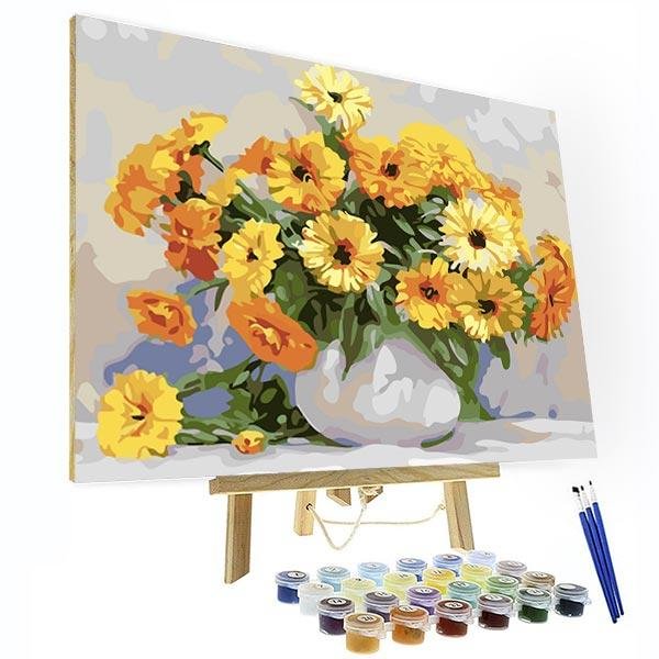 Paint by Numbers Kit - Golden Flowers-BlingPainting-Customized Products Make Great Gifts