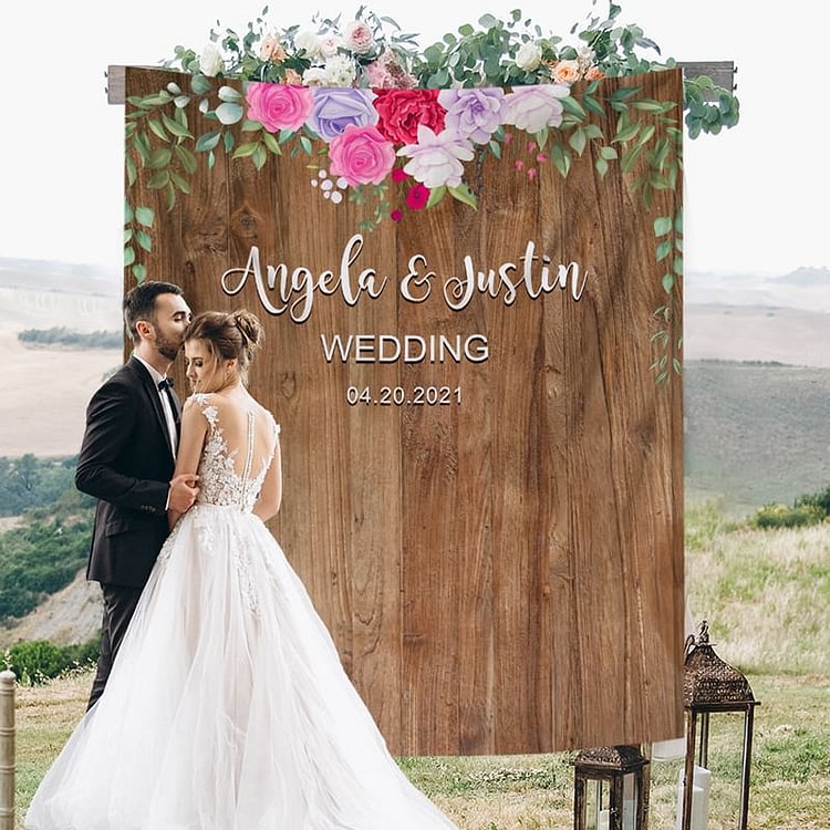 Custom Rustic Marsala Floral Wedding Backdrop-BlingPainting-Customized Products Make Great Gifts