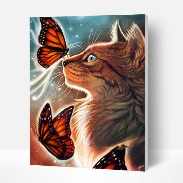 Paint by Number Kit   -- Cat and Butterfly-BlingPainting-Customized Products Make Great Gifts