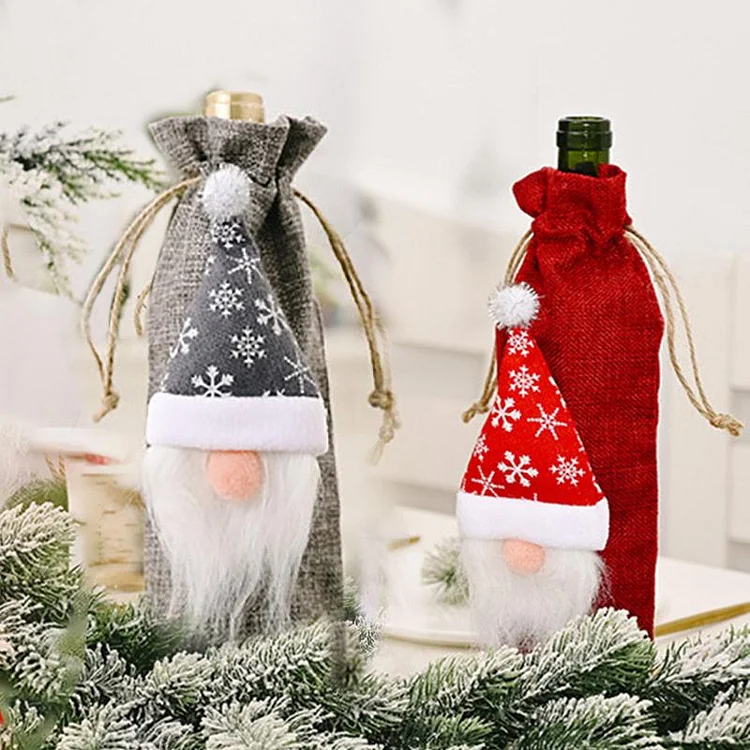 Christmas Gnomes Wine Bottle Cover