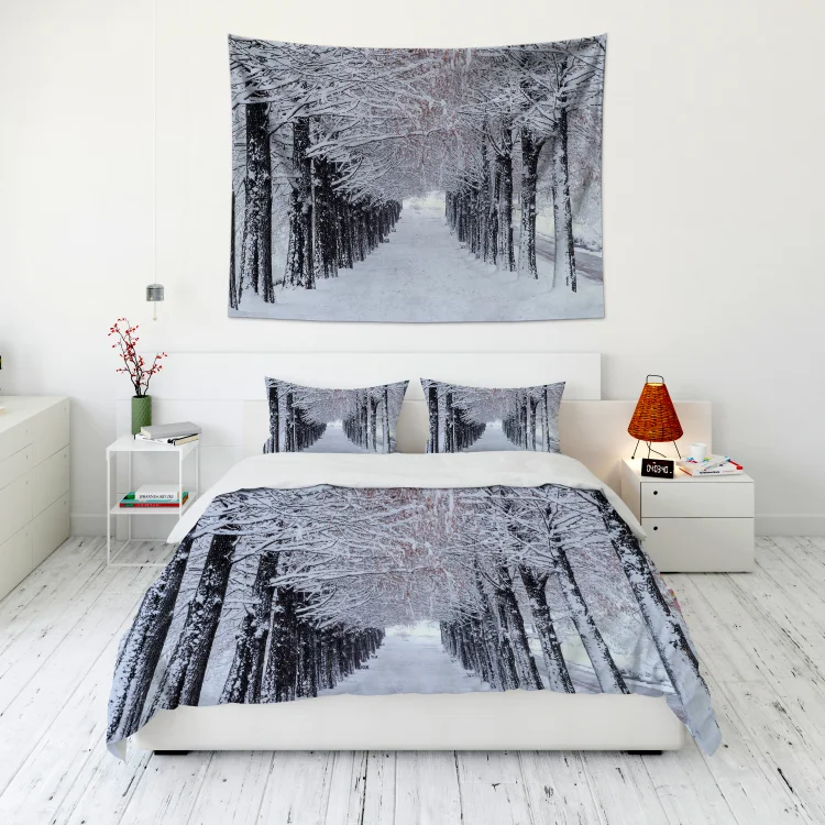 Snow Scence Tapestry Wall Hanging and 3Pcs Bedding Set Home Decor-BlingPainting-Customized Products Make Great Gifts