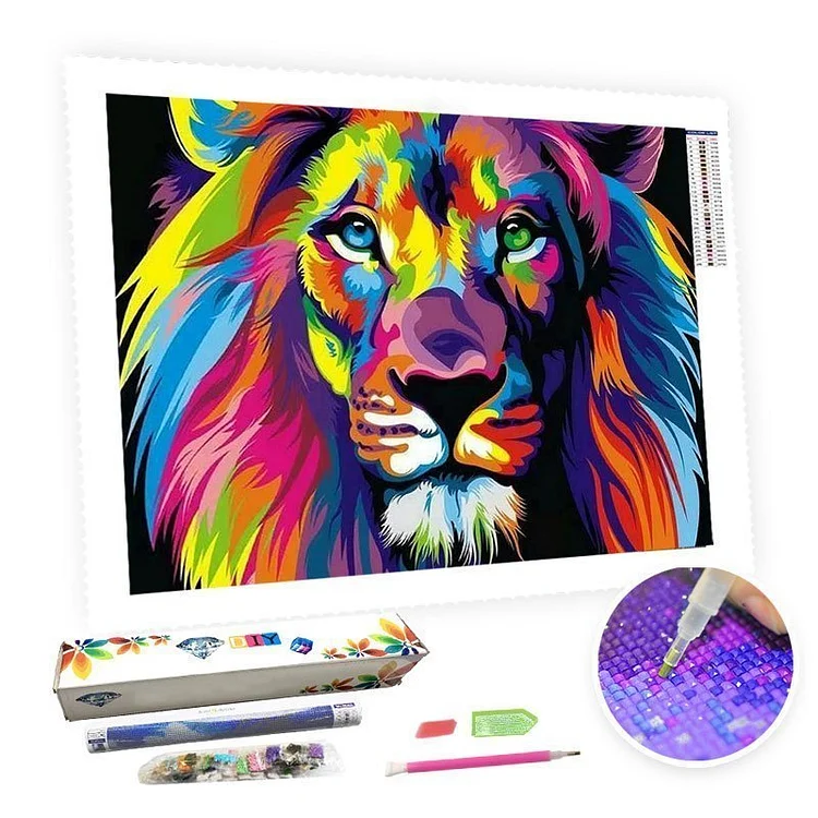 DIY Diamond Painting Kit for Adults - Colorful Lion-BlingPainting-Customized Products Make Great Gifts
