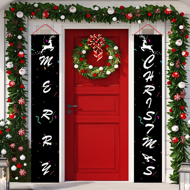 Merry Christmas Banner Signs, Best/Good Christmas Elk & Ribbon Decor-BlingPainting-Customized Products Make Great Gifts