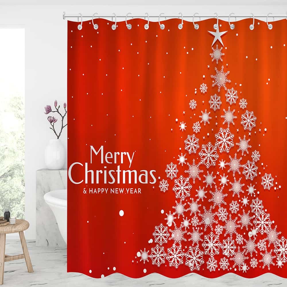 Christmas Snowflake Tree Shower Curtains With 12 Hooks - 2021 Best Decor Gifts-BlingPainting-Customized Products Make Great Gifts