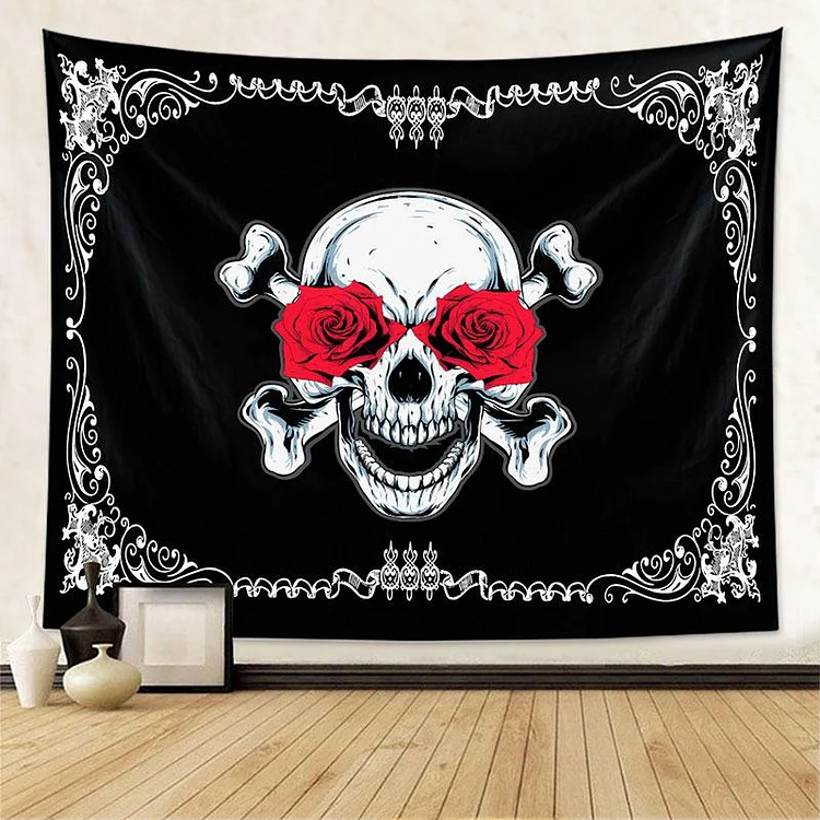 Skull Roses Tapestry Wall Hanging-BlingPainting-Customized Products Make Great Gifts