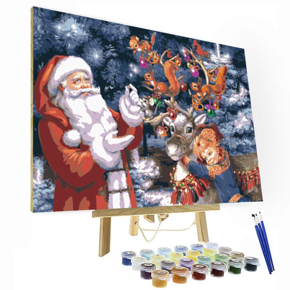 Paint by Numbers Kit - Santa and Fawn, Good Gifts-BlingPainting-Customized Products Make Great Gifts
