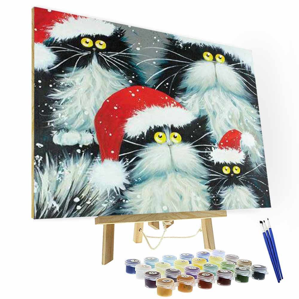 Paint by Numbers Kit -  Christmas Cats, Best Gifts-BlingPainting-Customized Products Make Great Gifts