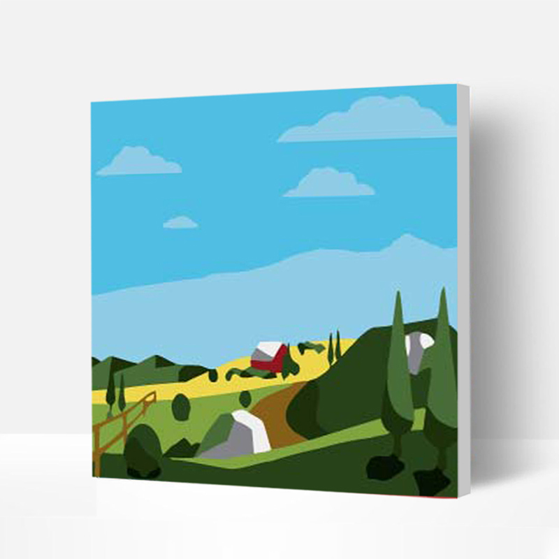 Eco-friendly Non-toxic Paint by Numbers Kit Wooden Framed for Kids & Families -Mountain Scenery, 8*8 IN-BlingPainting-Customized Products Make Great Gifts