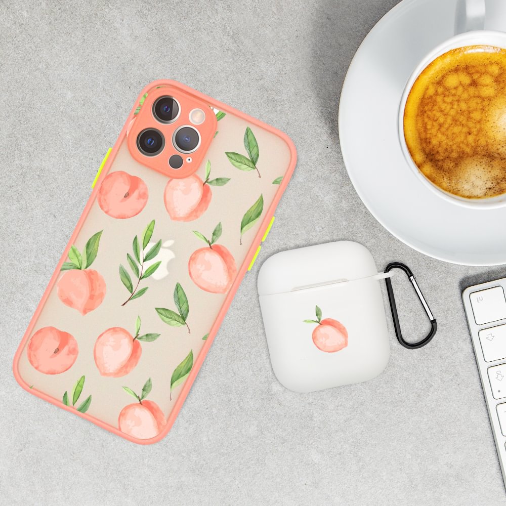 Fresh Peach iPhone Case & Airpods 1&2 Case Set-BlingPainting-Customized Products Make Great Gifts