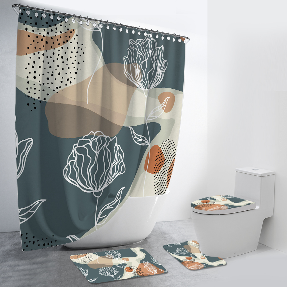 Abstract Flower Art 4Pcs Bathroom Set-BlingPainting-Customized Products Make Great Gifts