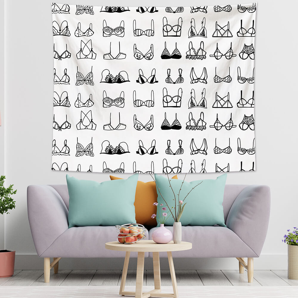 Black and White Boobs Art Tapestry Wall Hanging-BlingPainting-Customized Products Make Great Gifts