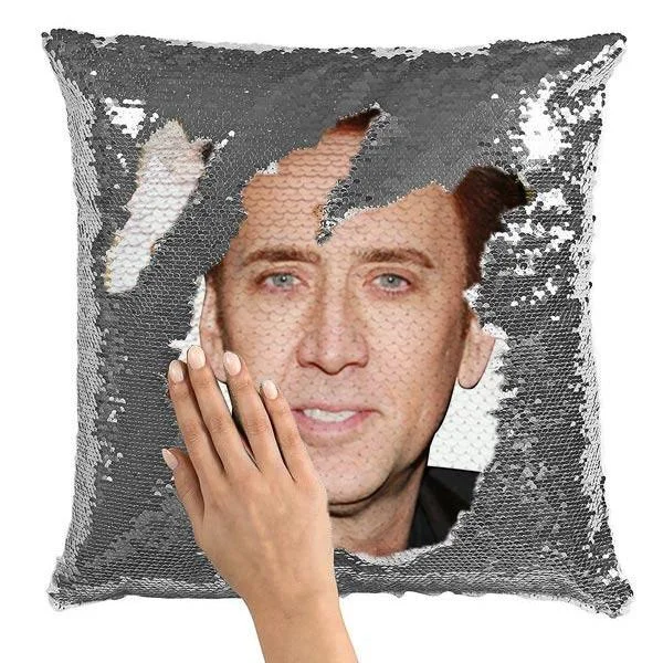 nicolas cage pillow nicolas cage sequin pillow nicholas cage pillow