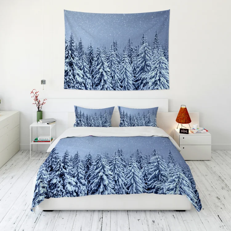 Beautiful Snow Forest Tapestry Wall Hanging and 3Pcs Bedding Set Home Decor-BlingPainting-Customized Products Make Great Gifts