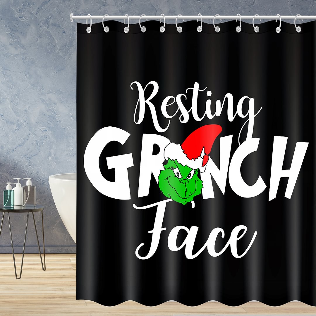 Best Gift. Waterproof Shower Curtains With 12 Hooks - Resting Grinch Face-BlingPainting-Customized Products Make Great Gifts