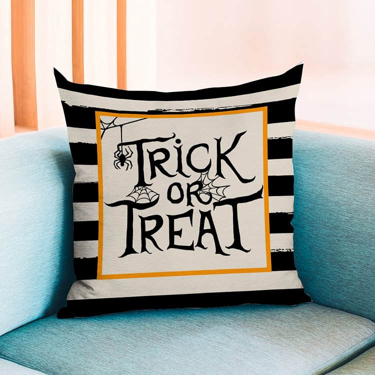 Halloween Trick or Treat Stripe Throw Pillow Decoration-BlingPainting-Customized Products Make Great Gifts