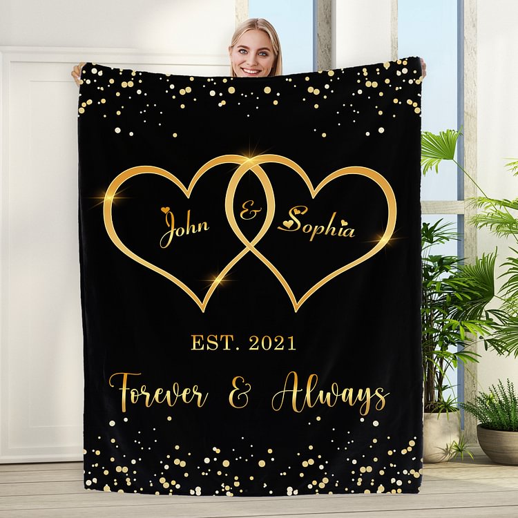 Personalized Fleece Gold Glitter Blankets for Couple Gifts, Best Christmas Blankets Gifts!-BlingPainting-Customized Products Make Great Gifts