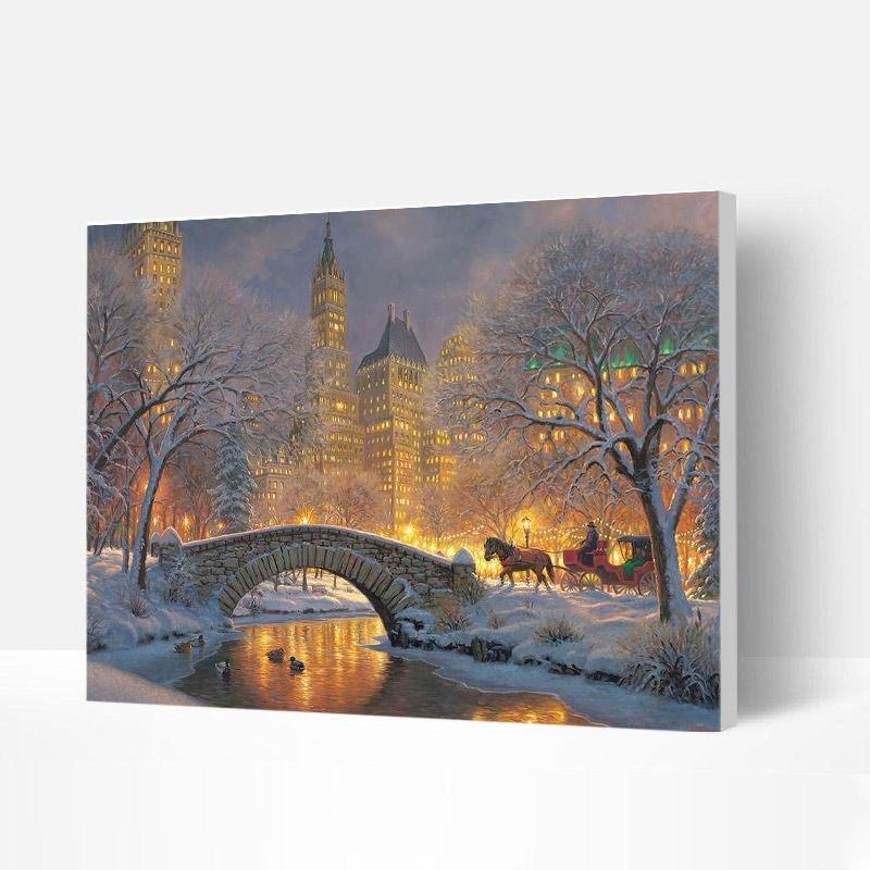 Paint by Numbers Kit - Winter City Night View-BlingPainting-Customized Products Make Great Gifts