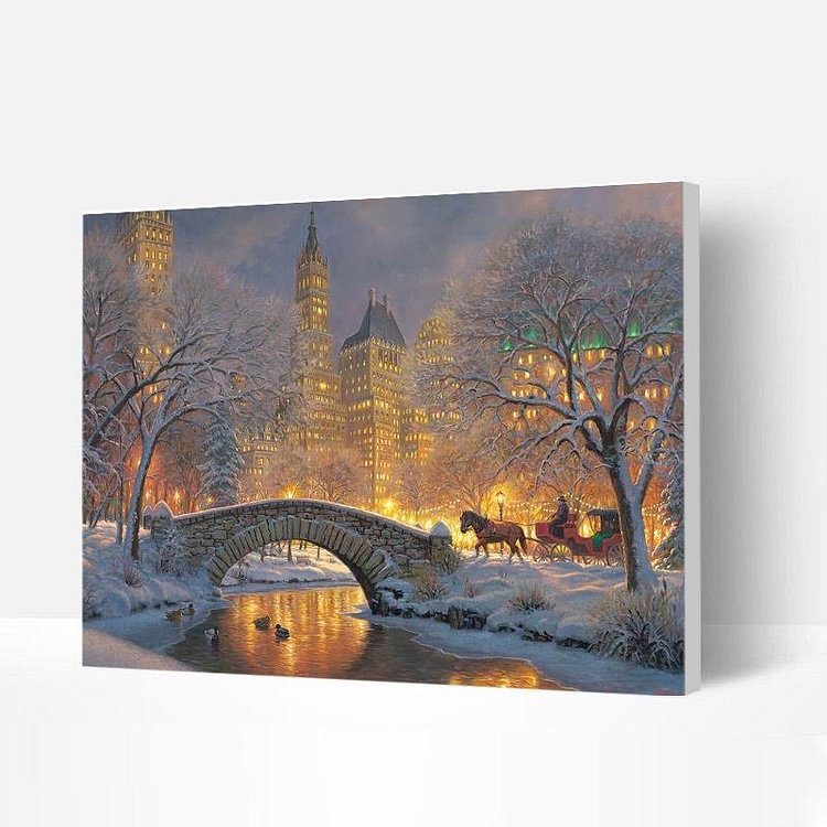 Paint by Numbers Kit - Winter City Night View-BlingPainting-Customized Products Make Great Gifts